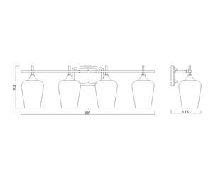 Z-Lite - 473-4V-BBR - Four Light Vanity - Joliet - Burnished Brass