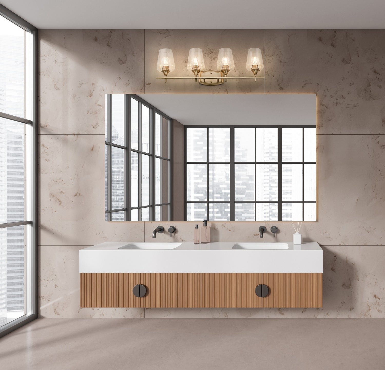Z-Lite - 473-4V-BBR - Four Light Vanity - Joliet - Burnished Brass