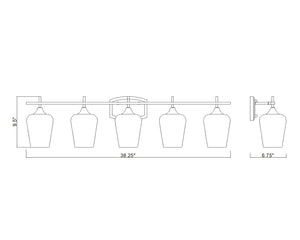Z-Lite - 473-5V-BBR - Five Light Vanity - Joliet - Burnished Brass