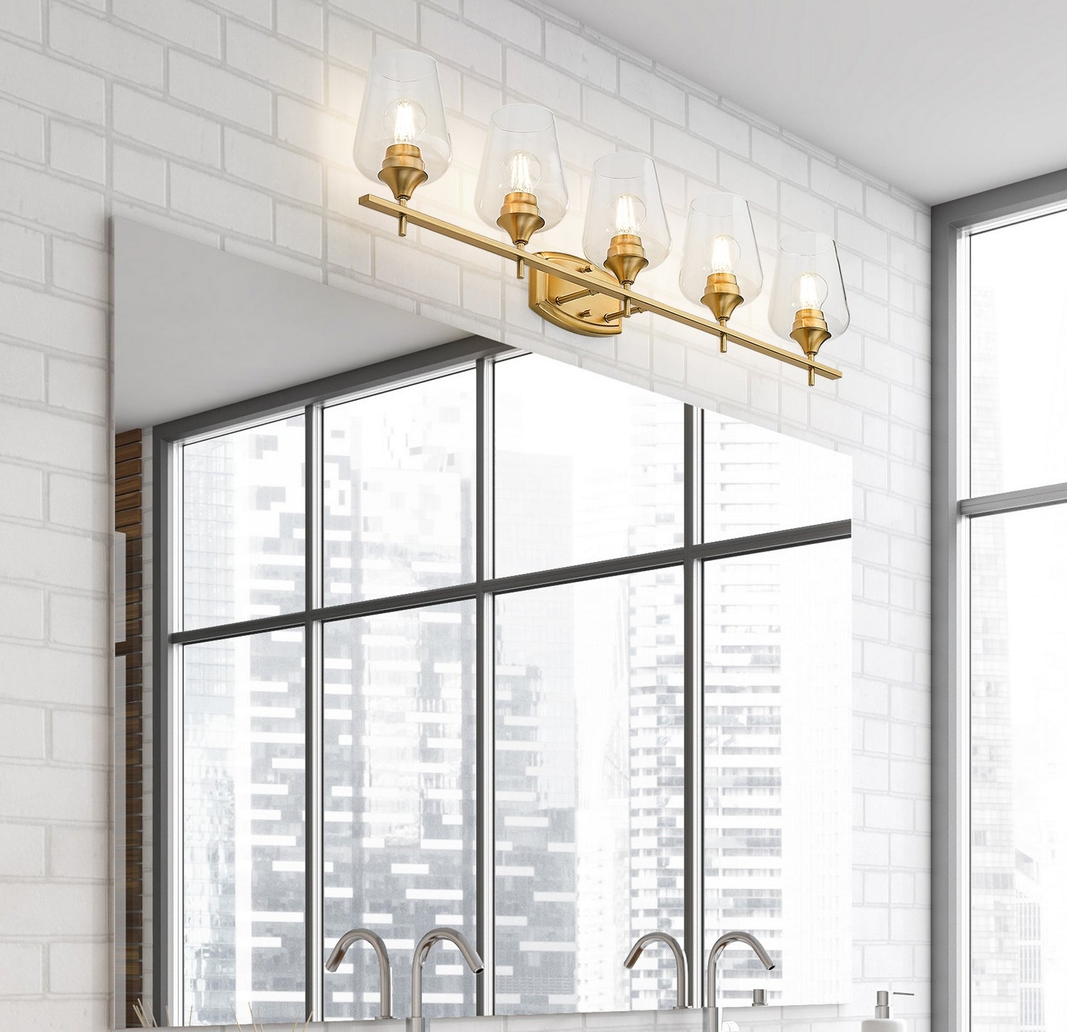 Z-Lite - 473-5V-BBR - Five Light Vanity - Joliet - Burnished Brass