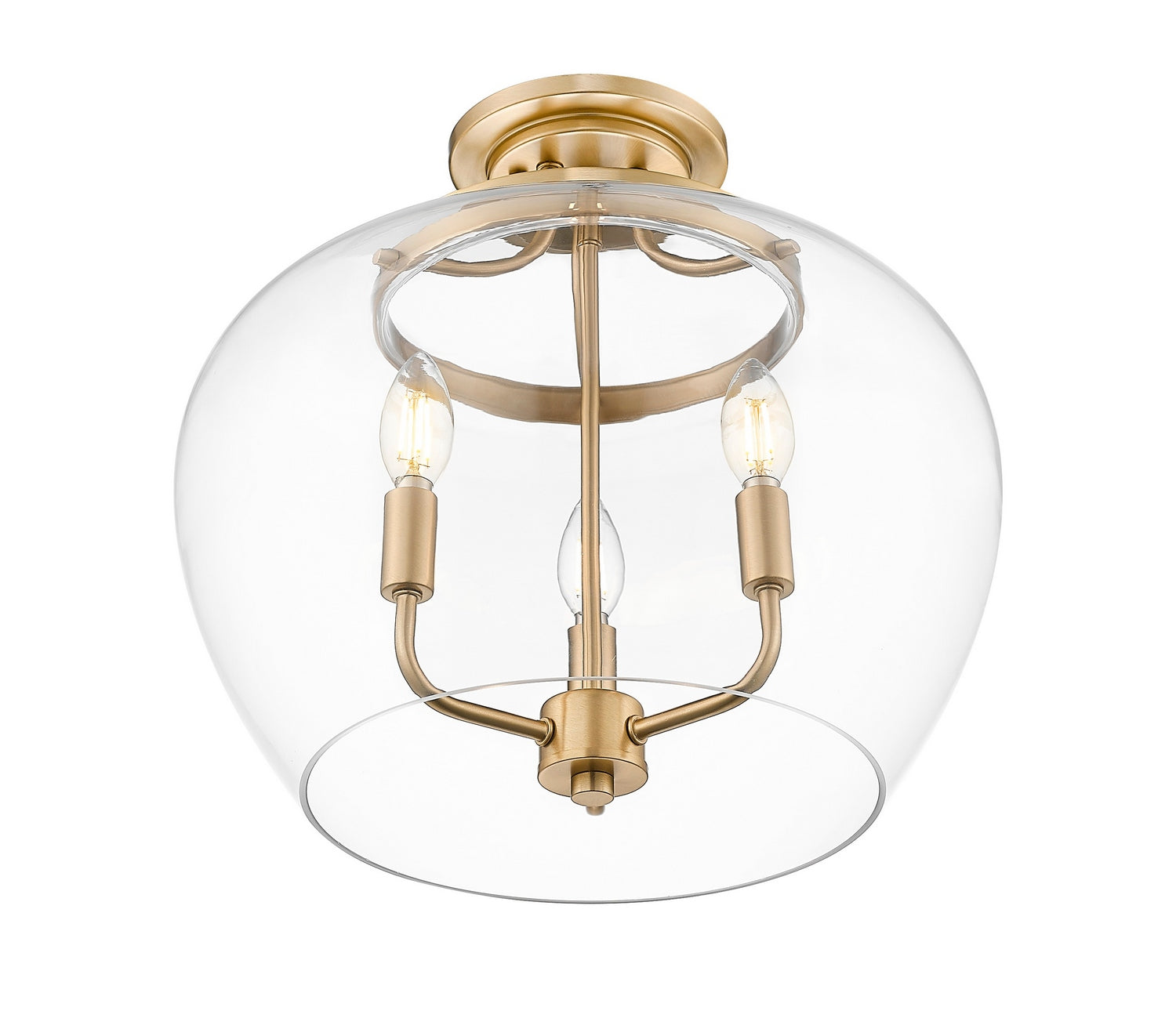 Z-Lite - 473SF-BBR - Three Light Semi Flush Mount - Joliet - Burnished Brass