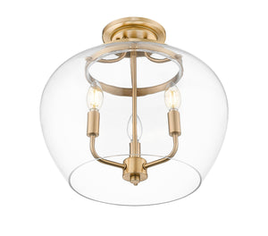 Z-Lite - 473SF-BBR - Three Light Semi Flush Mount - Joliet - Burnished Brass