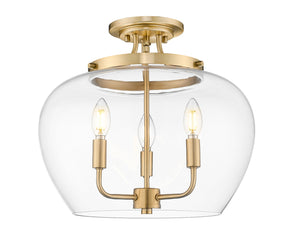 Z-Lite - 473SF-BBR - Three Light Semi Flush Mount - Joliet - Burnished Brass