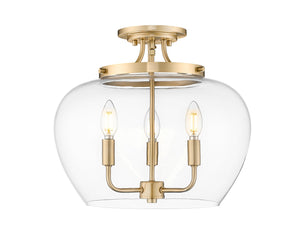 Z-Lite - 473SF-BBR - Three Light Semi Flush Mount - Joliet - Burnished Brass