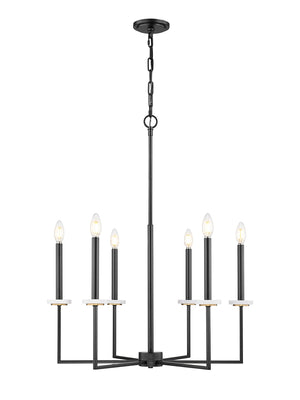Z-Lite - 6100-6MB - Six Light Chandelier - Gaultier - Matte Black + Modern Gold