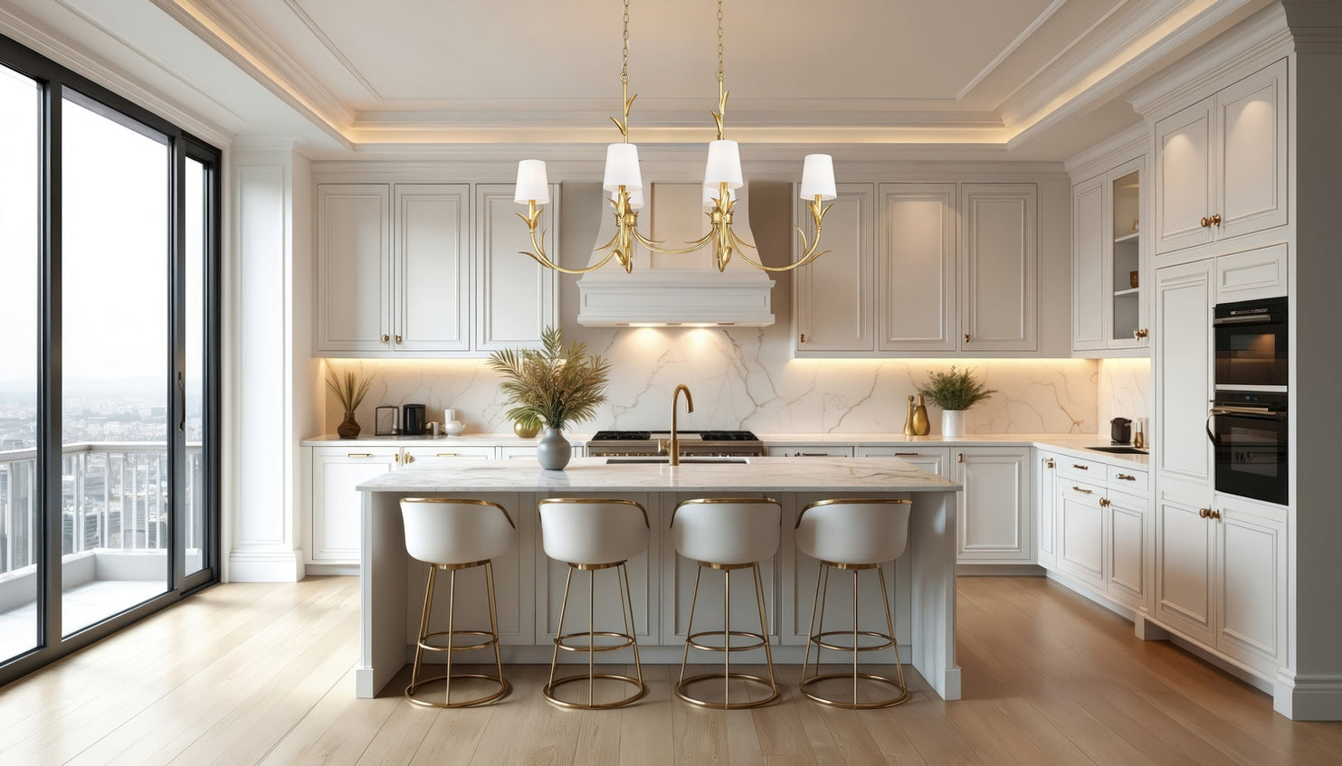 Z-Lite - 830-44L-GLF - Six Light Linear Chandelier - Aslin - Gold Leaf