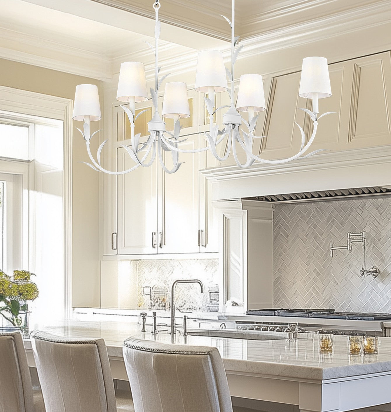 Z-Lite - 830-44L-TXWH - Six Light Linear Chandelier - Aslin - Textured White