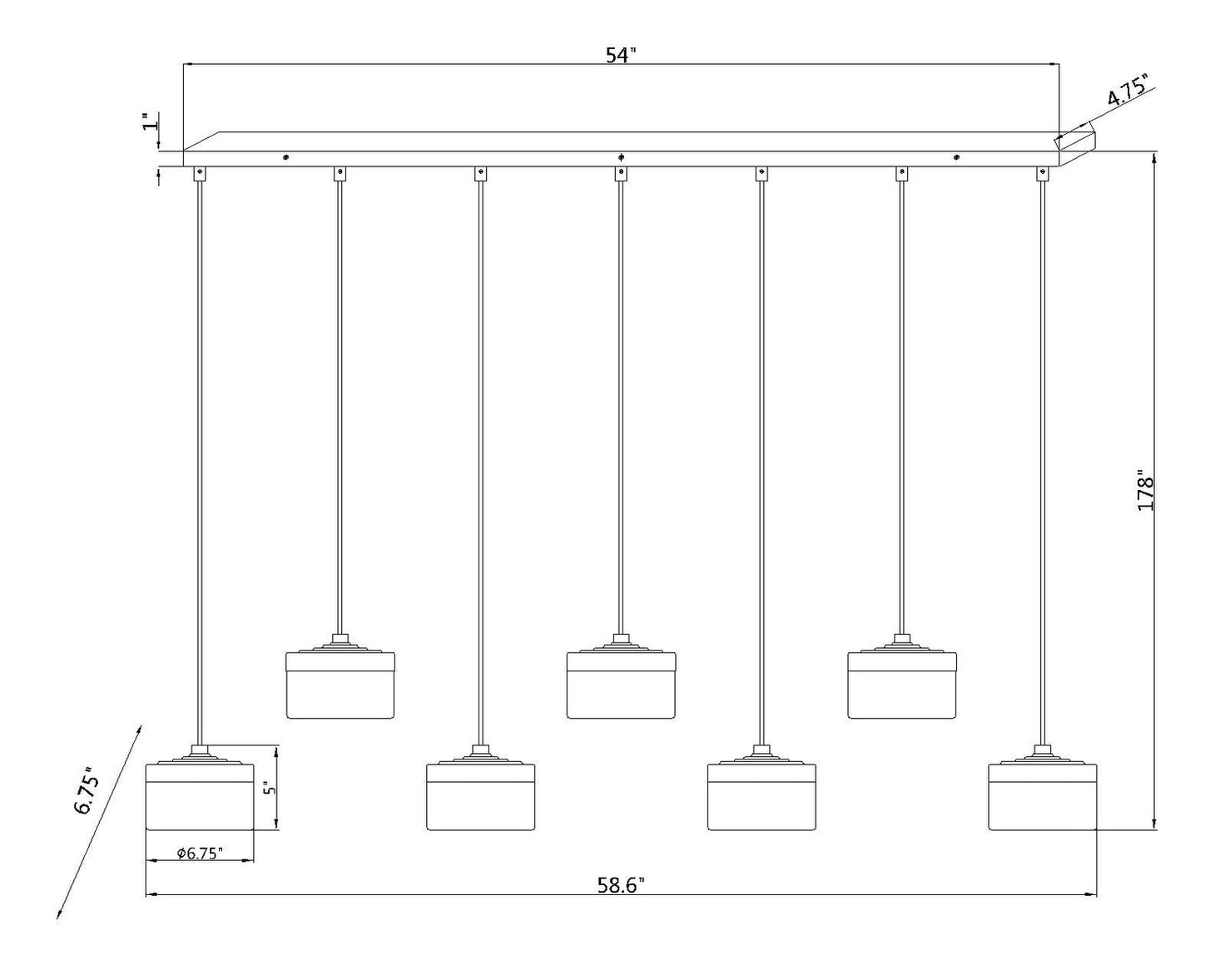 Z-Lite - 827P6-7L-MB-LED - LED Linear Chandelier - Renaud - Matte Black