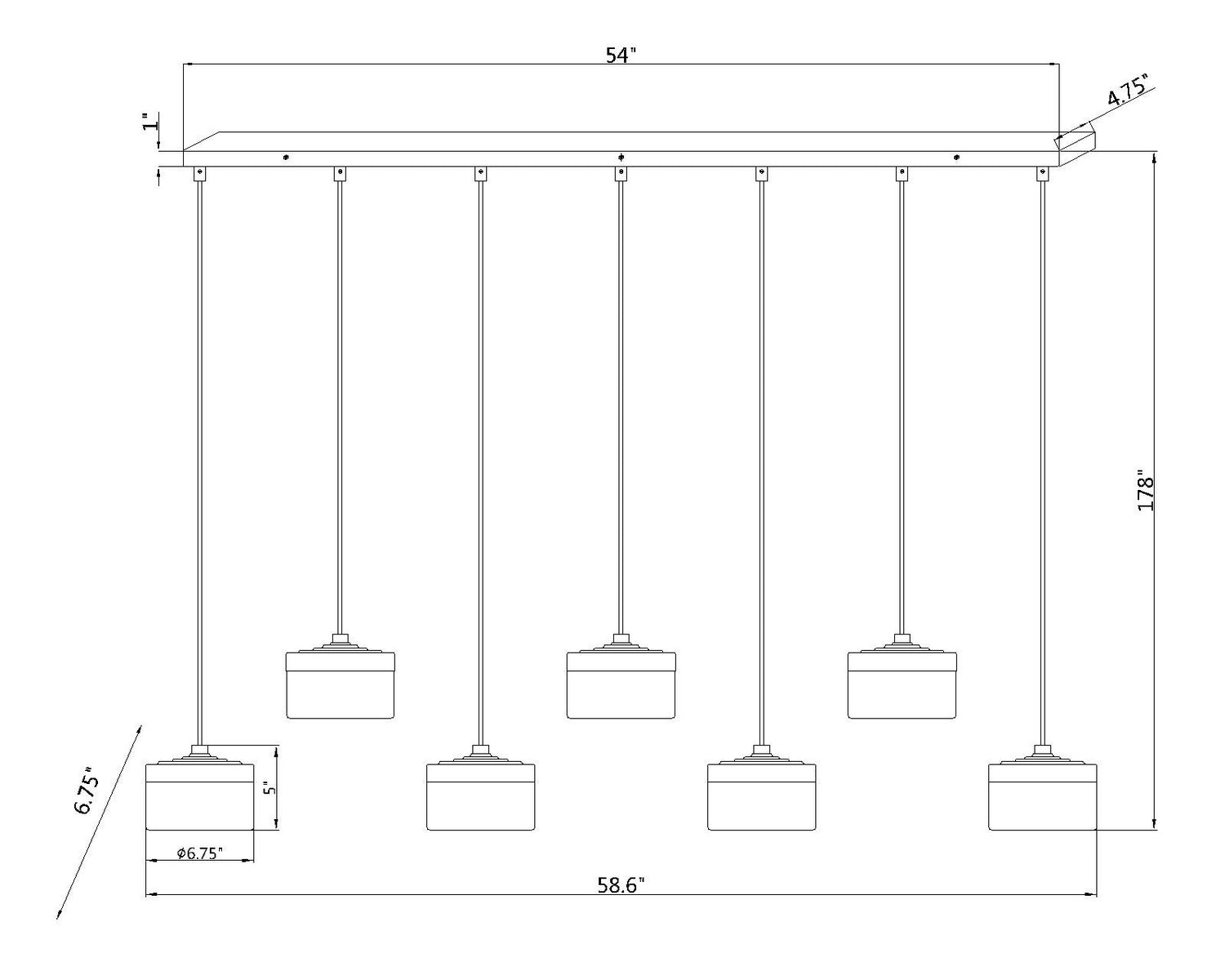 Z-Lite - 827P6-7L-MB-LED - LED Linear Chandelier - Renaud - Matte Black