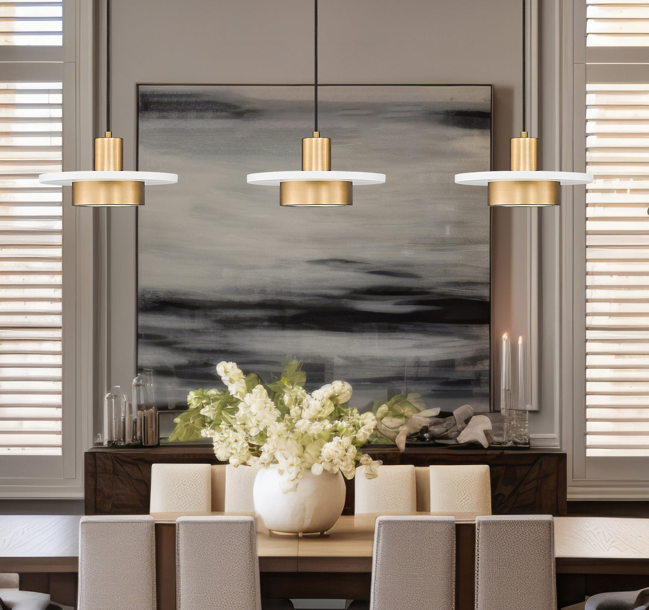 Z-Lite - 829P12-3L-MW-MGLD-LE - LED Linear Chandelier - Ludo - Matte White + Modern Gold
