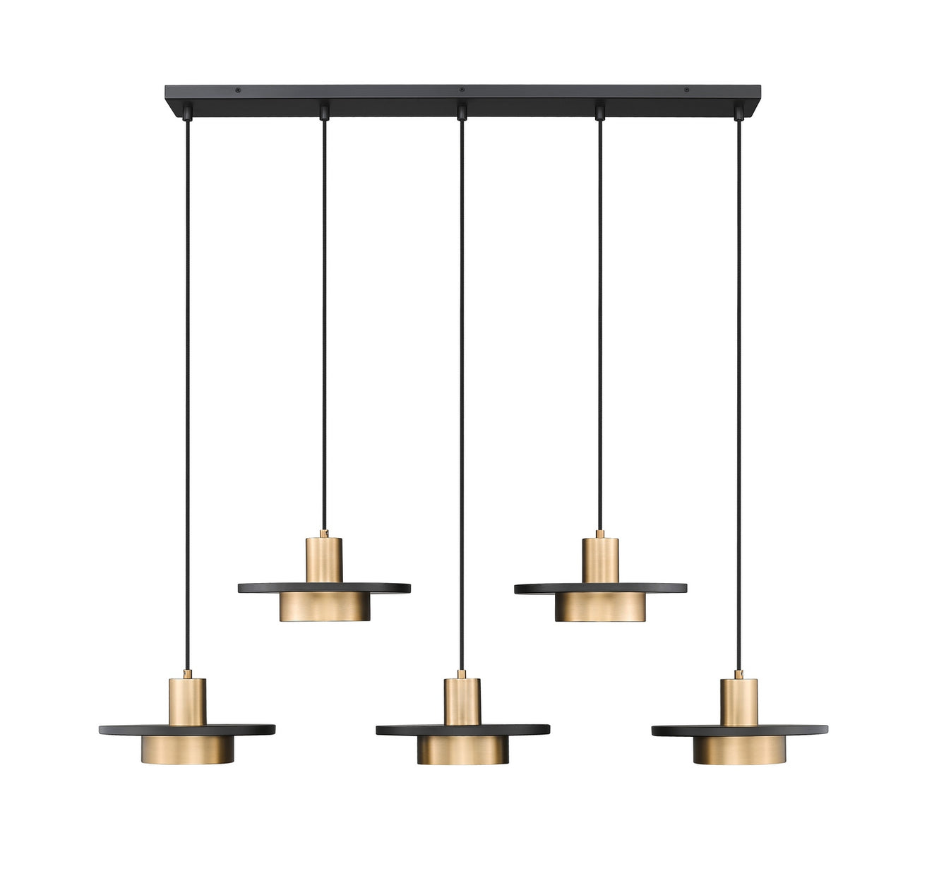 Z-Lite - 829P12-5L-MB-MGLD-LE - LED Linear Chandelier - Ludo - Matte Black + Modern Gold