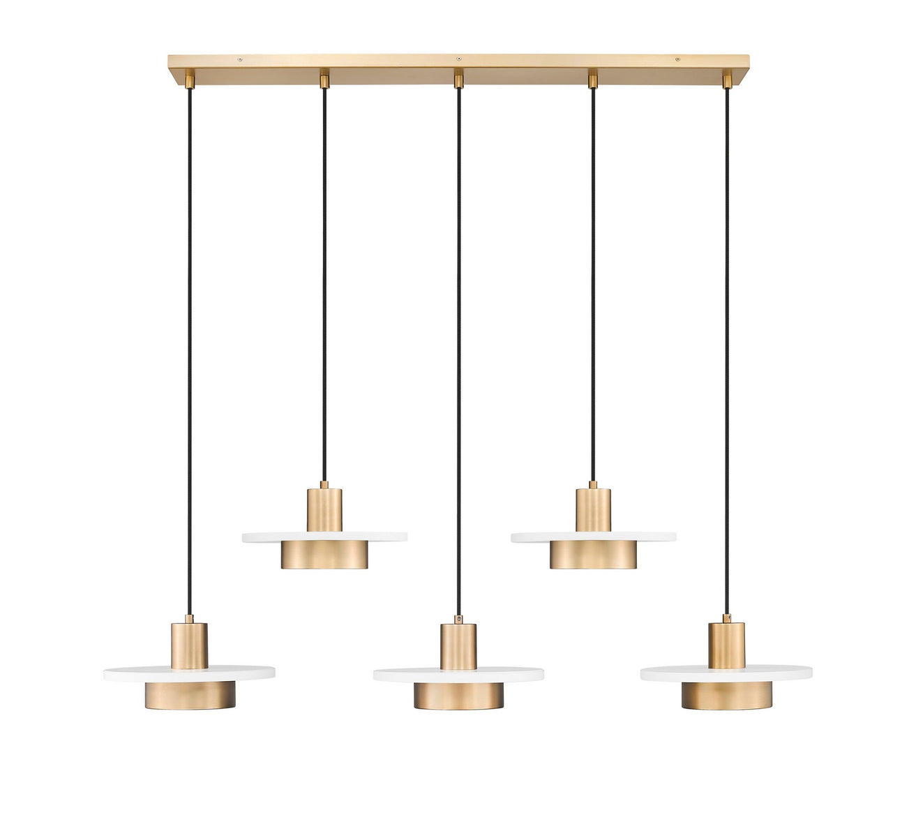 Z-Lite - 829P12-5L-MW-MGLD-LE - LED Linear Chandelier - Ludo - Matte White + Modern Gold