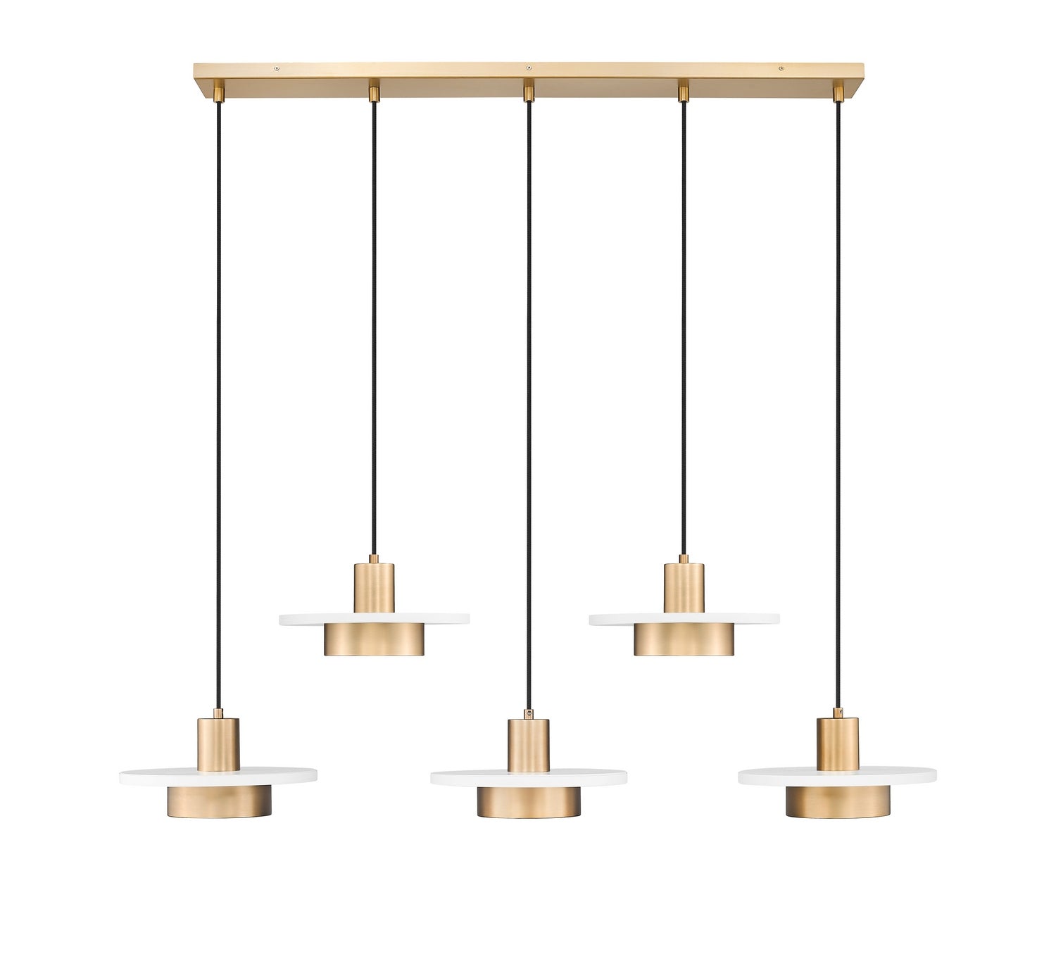 Z-Lite - 829P12-5L-MW-MGLD-LE - LED Linear Chandelier - Ludo - Matte White + Modern Gold