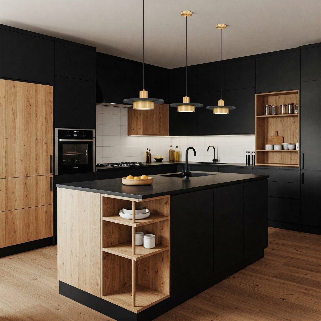 Z-Lite - 829P12-MB-MGLD-LED - LED Pendant - Ludo - Matte Black + Modern Gold