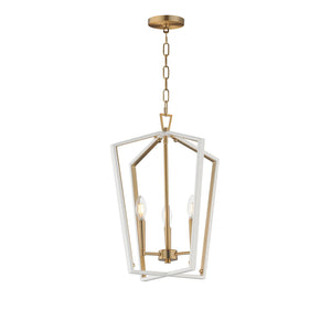 Maxim - 28613WTNAB - Three Light Pendant - Melrose - White/Natural Aged Brass