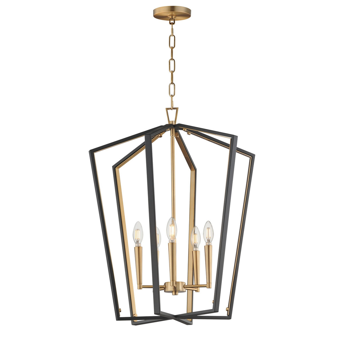 Maxim - 28615BKNAB - Five Light Pendant - Melrose - Black / Natural Aged Brass