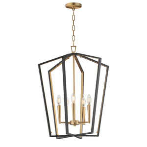 Maxim - 28615BKNAB - Five Light Pendant - Melrose - Black / Natural Aged Brass