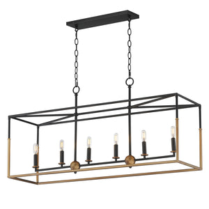 Maxim - 28626BKWBR - Six Light Linear Pendant - SoHo - Black/Weathered Brass