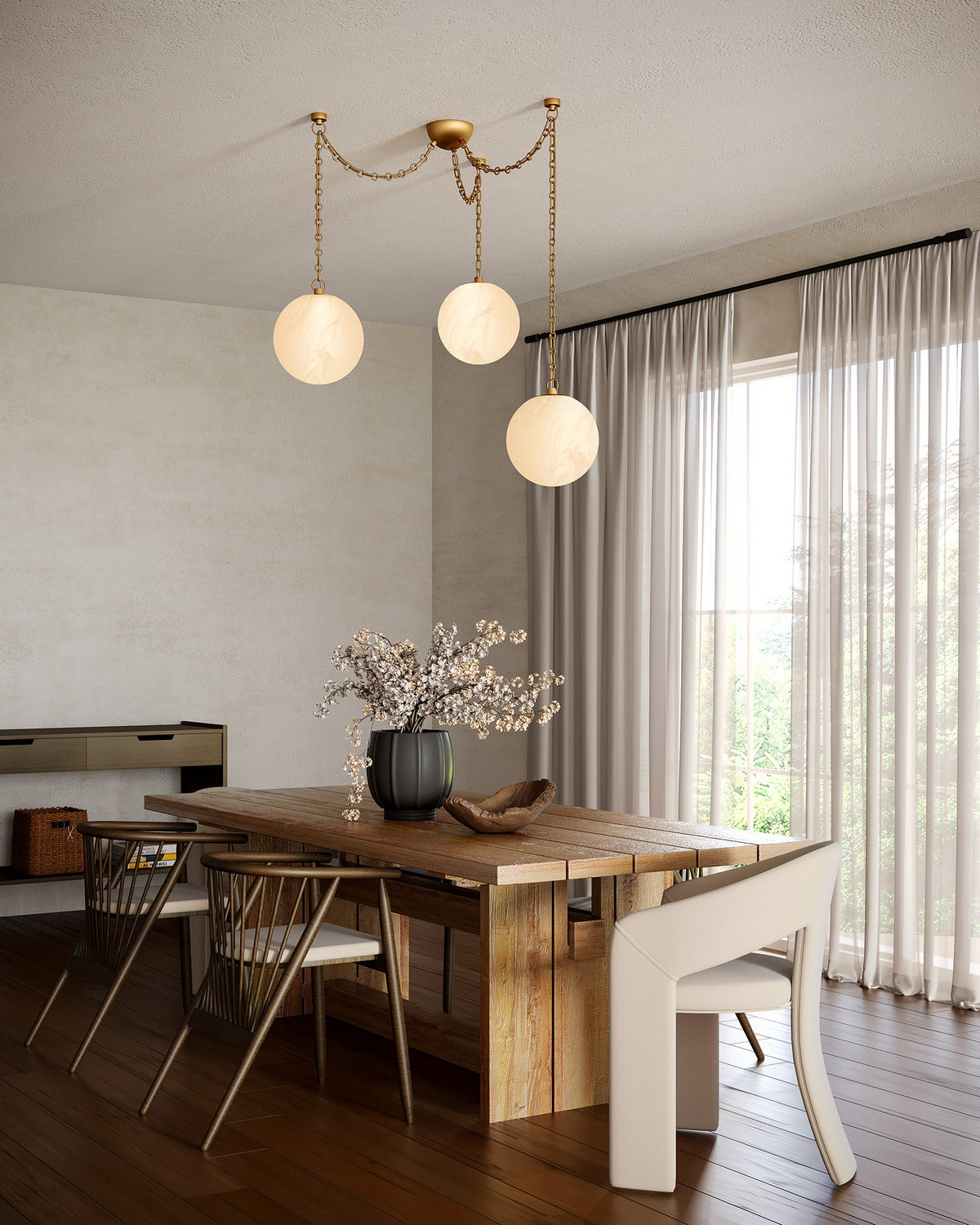 Alora - CH363103VBCDG - LED Chandelier - Petra - Vintage Brass/Cloud Glass