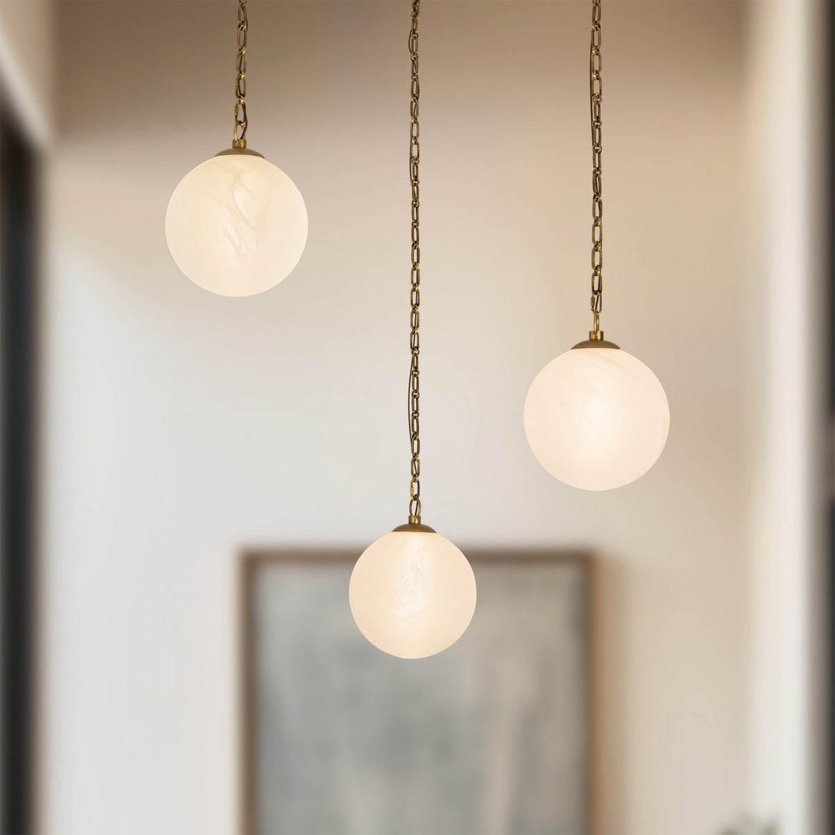Alora - CH363103VBCDG - LED Chandelier - Petra - Vintage Brass/Cloud Glass