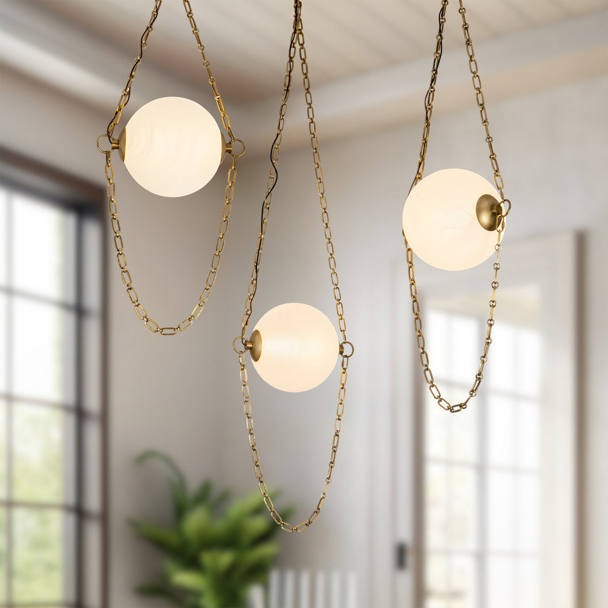 Alora - CH372103VBCDG - LED Chandelier - Petra - Vintage Brass/Cloud Glass