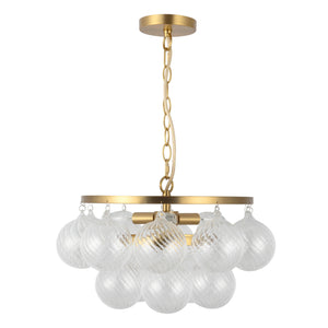 Alora - CH654318BGRC - Three Light Chandelier - Faye - Brushed Gold/Clear Ribbed Glass