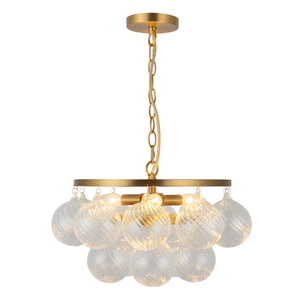 Alora - CH654318BGRC - Three Light Chandelier - Faye - Brushed Gold/Clear Ribbed Glass