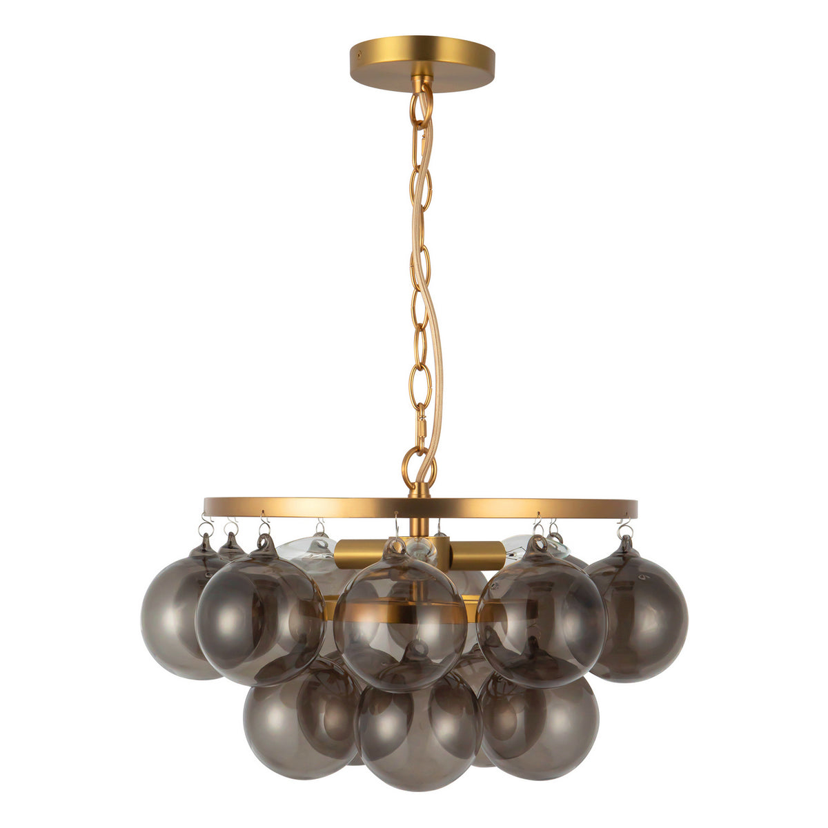 Alora - CH654318BGSM - Three Light Chandelier - Faye - Brushed Gold/Smoked Glass