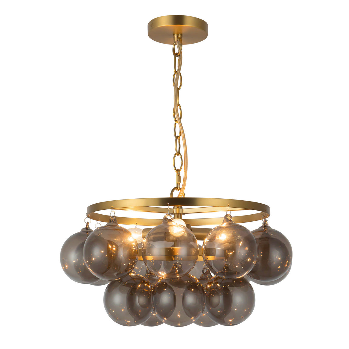 Alora - CH654318BGSM - Three Light Chandelier - Faye - Brushed Gold/Smoked Glass