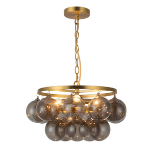 Alora - CH654318BGSM - Three Light Chandelier - Faye - Brushed Gold/Smoked Glass