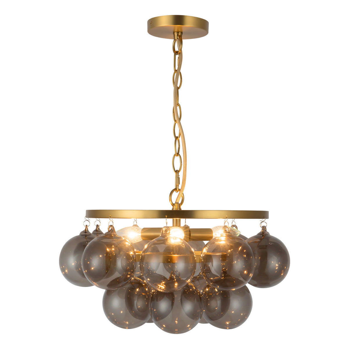 Alora - CH654318BGSM - Three Light Chandelier - Faye - Brushed Gold/Smoked Glass