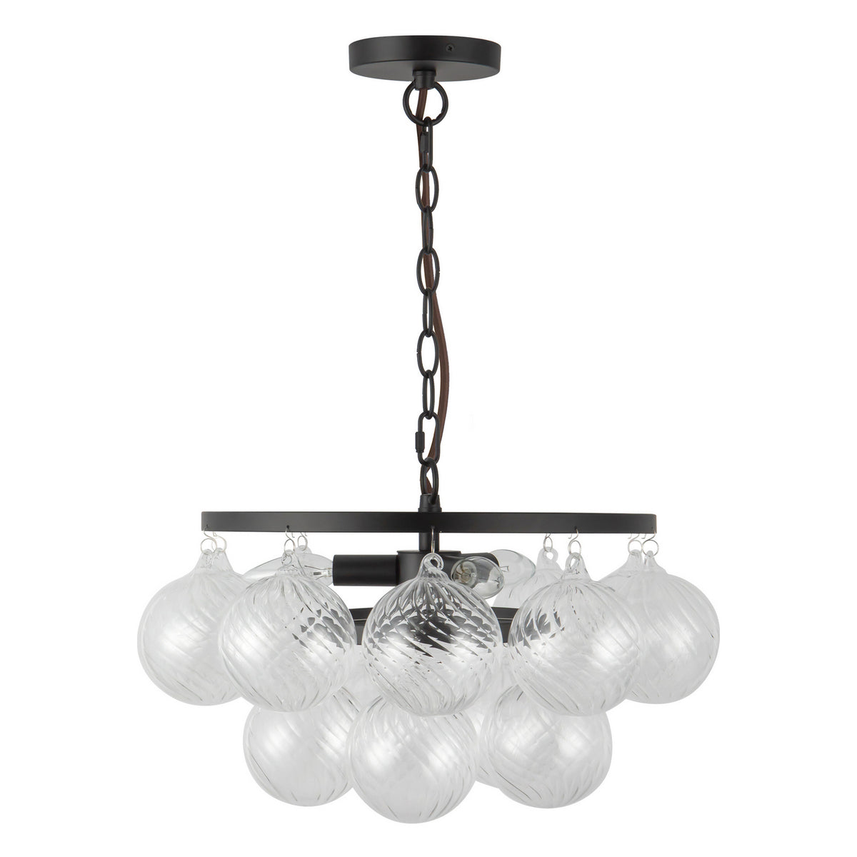 Alora - CH654318MBRC - Three Light Chandelier - Faye - Matte Black/Clear Ribbed Glass