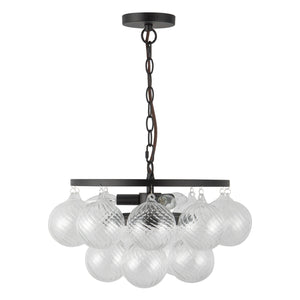 Alora - CH654318MBRC - Three Light Chandelier - Faye - Matte Black/Clear Ribbed Glass