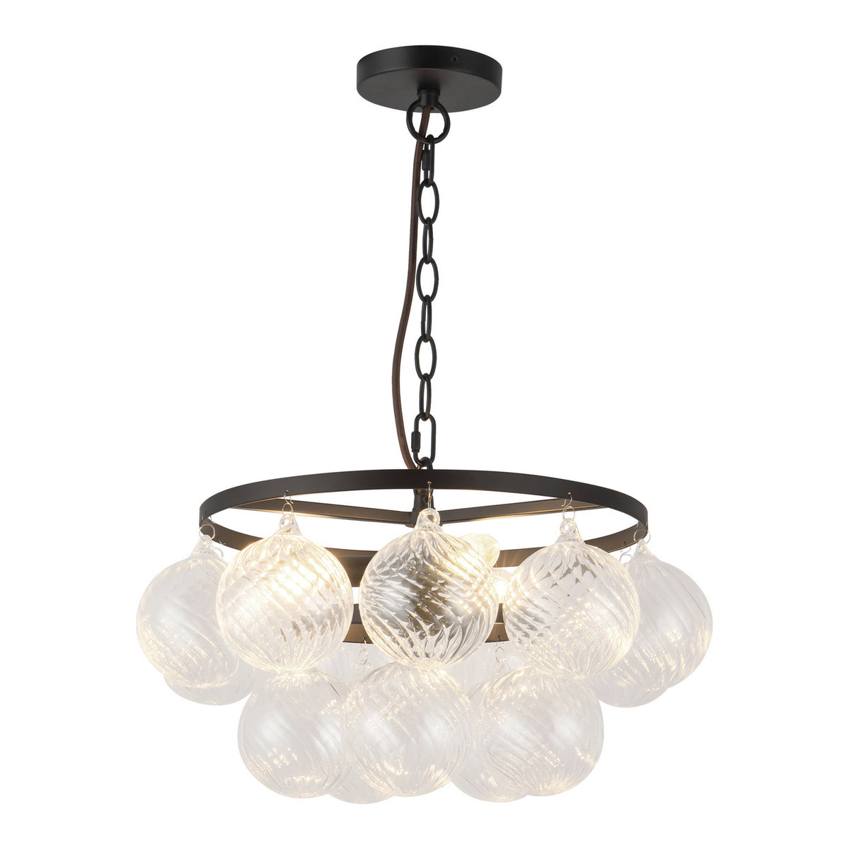 Alora - CH654318MBRC - Three Light Chandelier - Faye - Matte Black/Clear Ribbed Glass