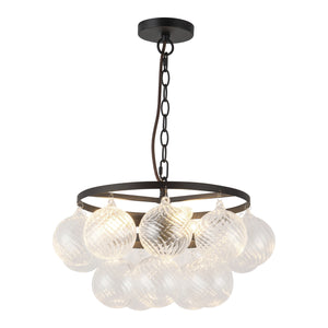 Alora - CH654318MBRC - Three Light Chandelier - Faye - Matte Black/Clear Ribbed Glass