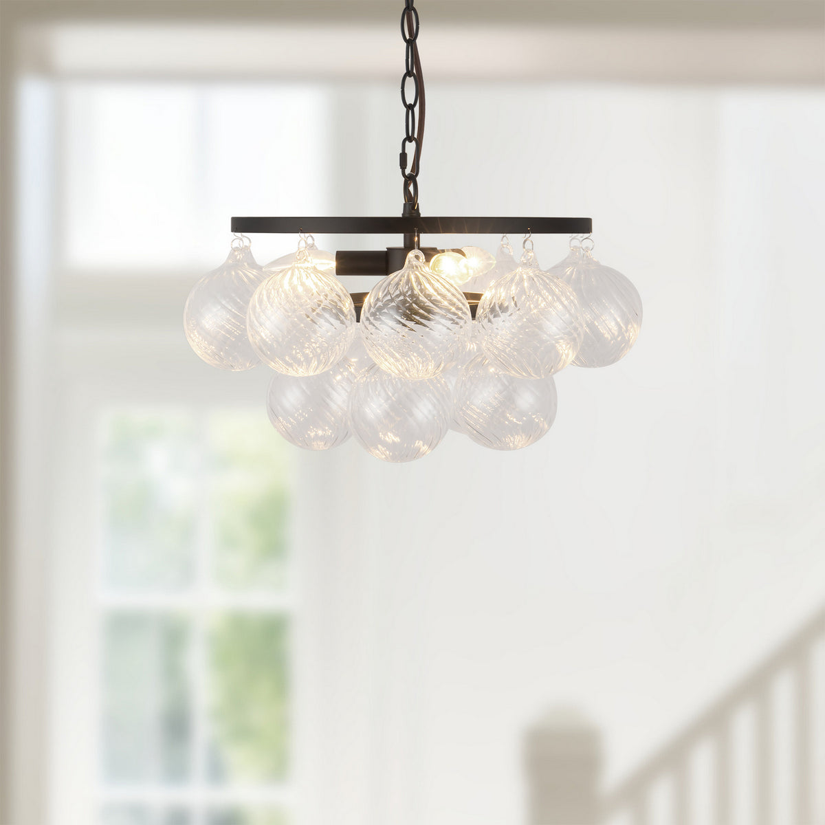 Alora - CH654318MBRC - Three Light Chandelier - Faye - Matte Black/Clear Ribbed Glass