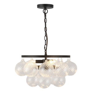 Alora - CH654318MBRC - Three Light Chandelier - Faye - Matte Black/Clear Ribbed Glass