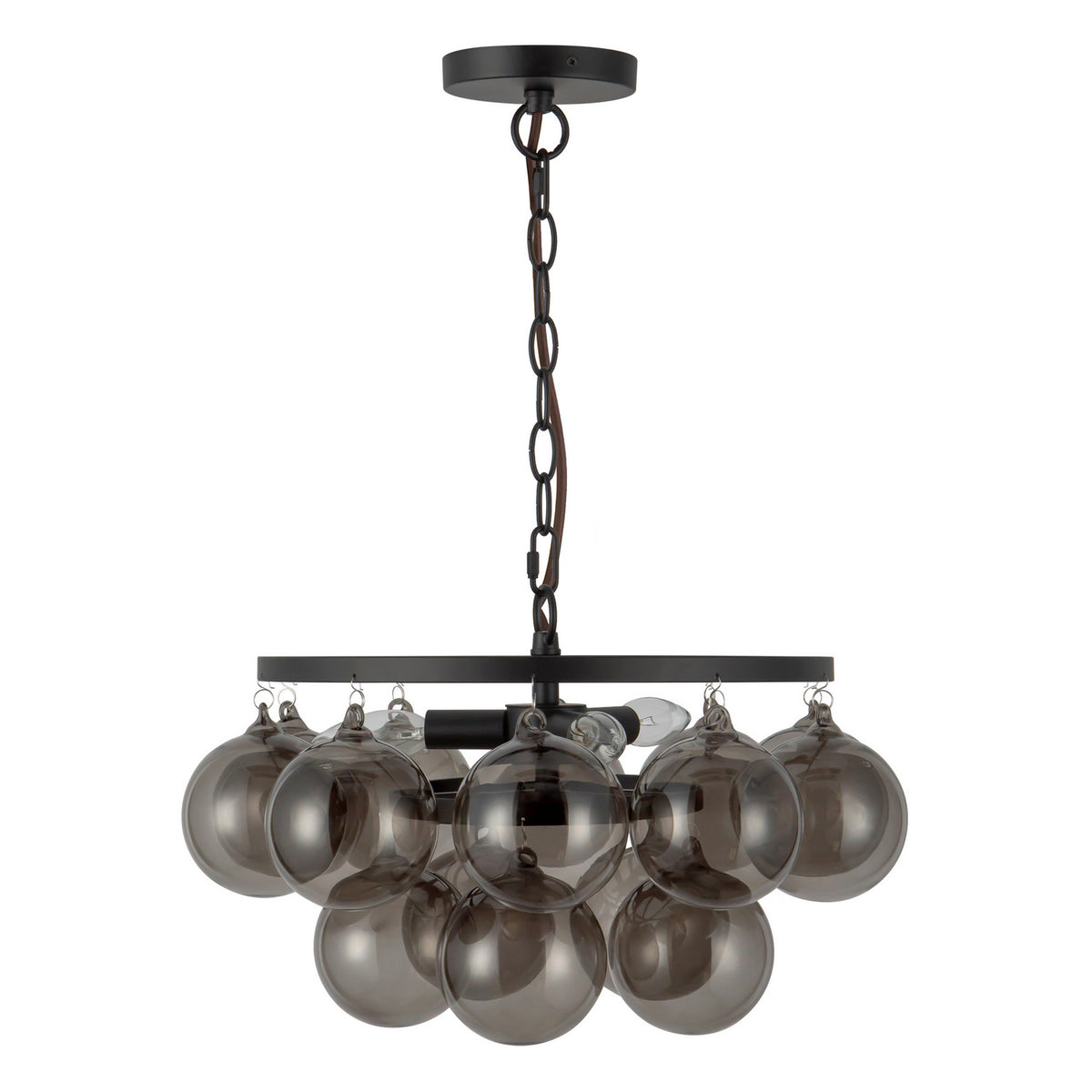 Alora - CH654318MBSM - Three Light Chandelier - Faye - Matte Black/Smoked Solid Glass