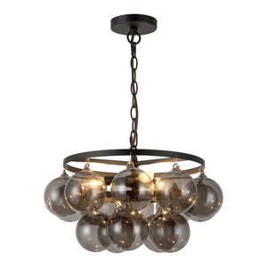 Alora - CH654318MBSM - Three Light Chandelier - Faye - Matte Black/Smoked Solid Glass