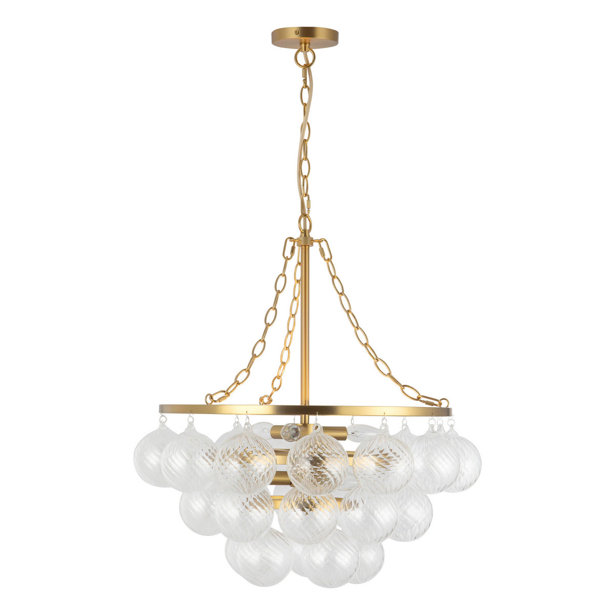 Alora - CH654624BGRC - Six Light Chandelier - Faye - Brushed Gold/Clear Ribbed Glass