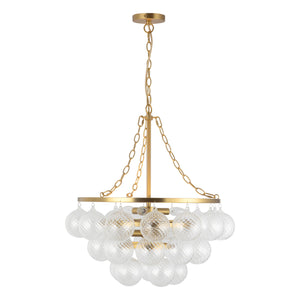 Alora - CH654624BGRC - Six Light Chandelier - Faye - Brushed Gold/Clear Ribbed Glass