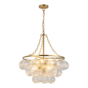 Alora - CH654624BGRC - Six Light Chandelier - Faye - Brushed Gold/Clear Ribbed Glass