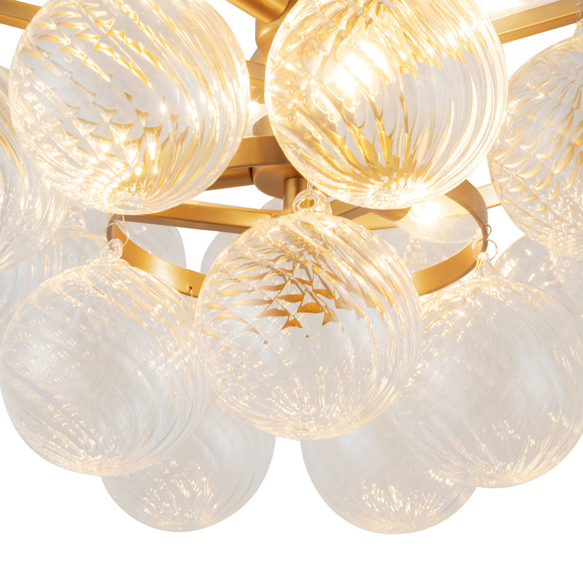 Alora - CH654624BGRC - Six Light Chandelier - Faye - Brushed Gold/Clear Ribbed Glass