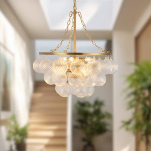 Alora - CH654624BGRC - Six Light Chandelier - Faye - Brushed Gold/Clear Ribbed Glass