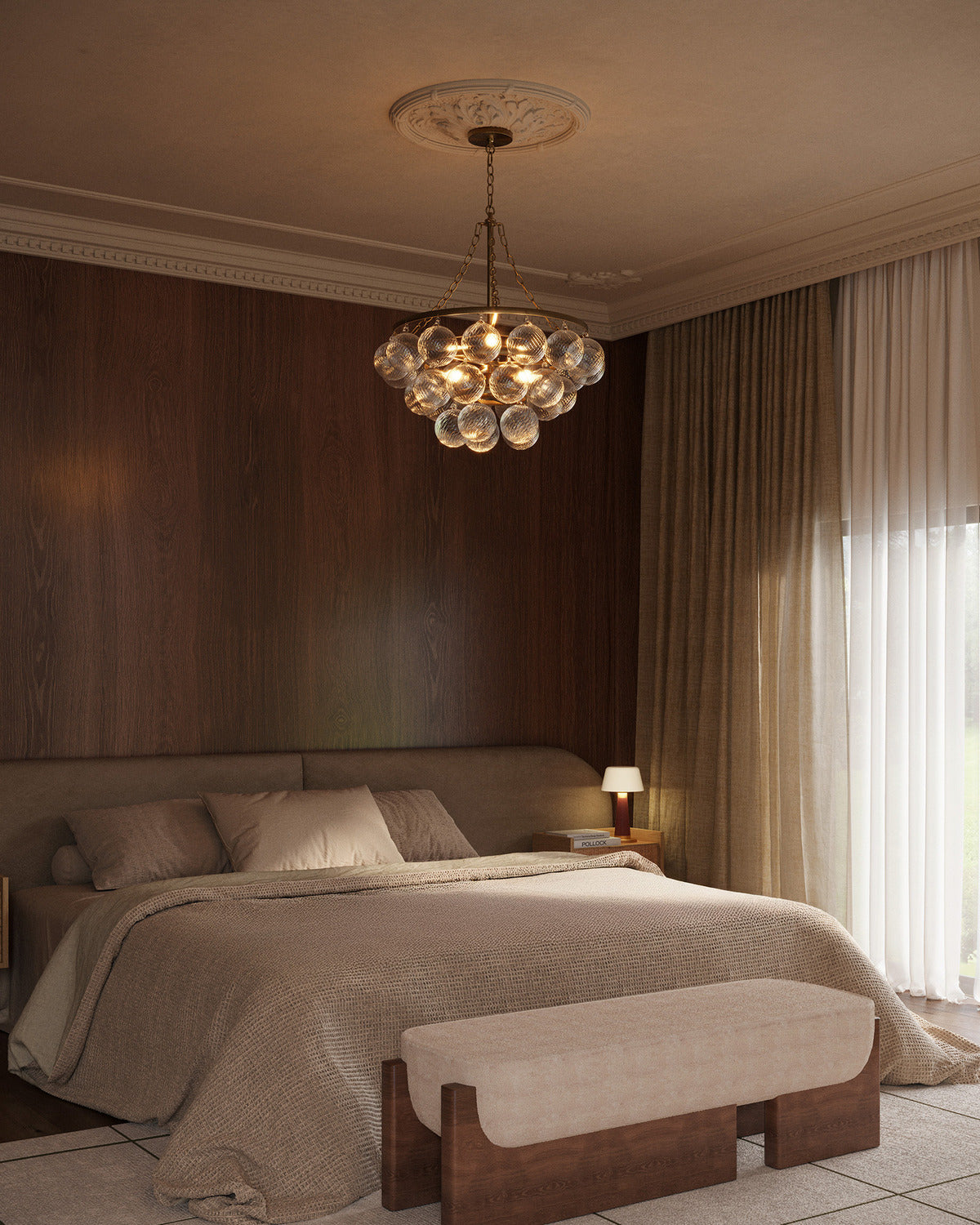 Alora - CH654624BGRC - Six Light Chandelier - Faye - Brushed Gold/Clear Ribbed Glass