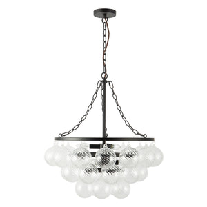 Alora - CH654624MBRC - Six Light Chandelier - Faye - Matte Black/Clear Ribbed Glass