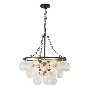 Alora - CH654624MBRC - Six Light Chandelier - Faye - Matte Black/Clear Ribbed Glass
