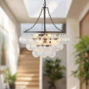 Alora - CH654624MBRC - Six Light Chandelier - Faye - Matte Black/Clear Ribbed Glass