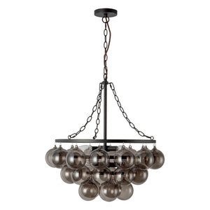 Alora - CH654624MBSM - Six Light Chandelier - Faye - Matte Black/Smoked Solid Glass