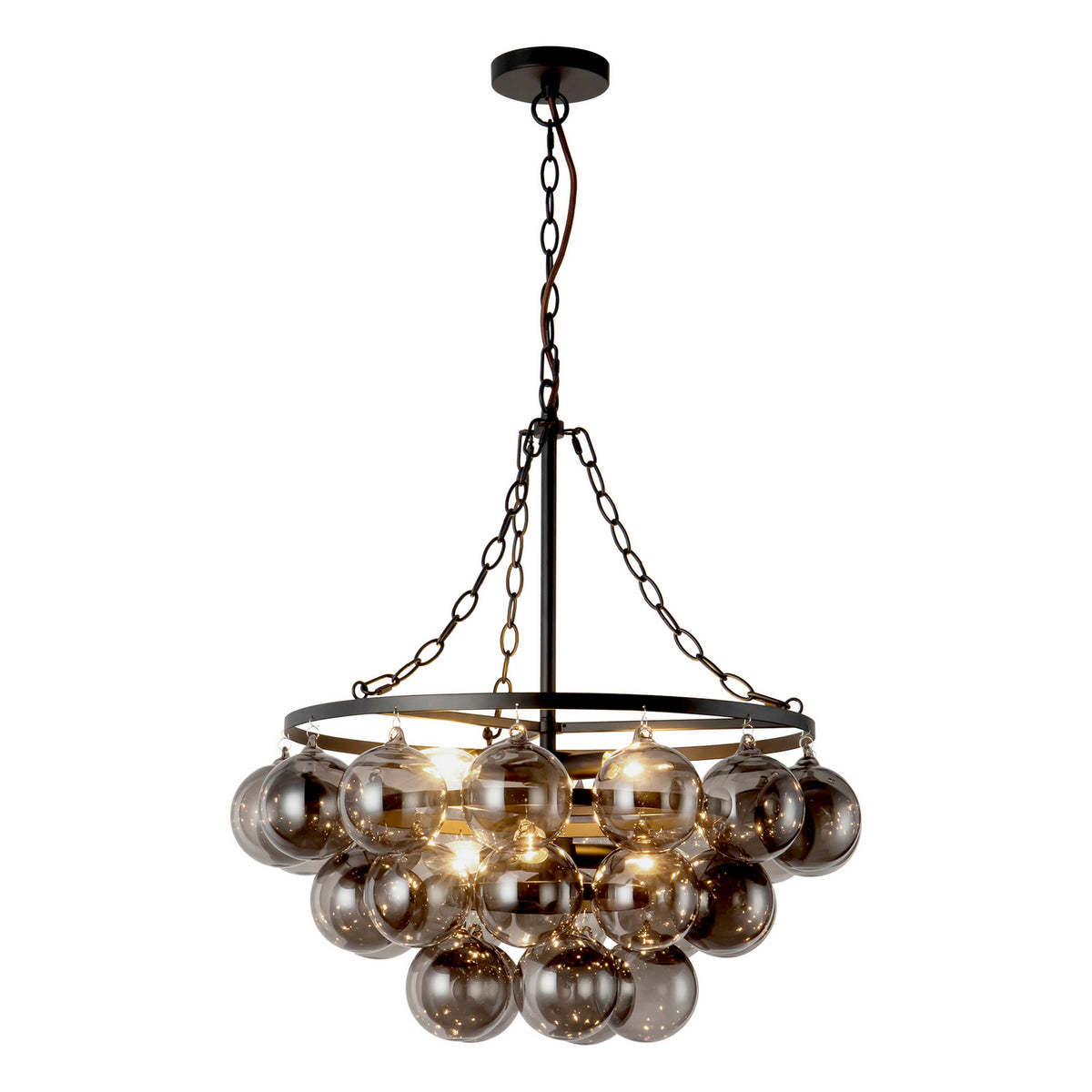Alora - CH654624MBSM - Six Light Chandelier - Faye - Matte Black/Smoked Solid Glass